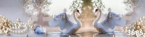 Фартук из стекла с лебедями